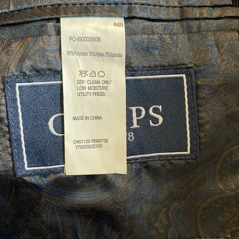 Chaps Fine Wale Corduroy Two Button Blazer Jacket Black Paisley Lining-44R